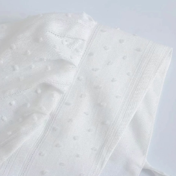 SOLD OUT CLEARANCE White Ruffle Swiss Dot Keyhole Mini Dress - Picture 10 of 10